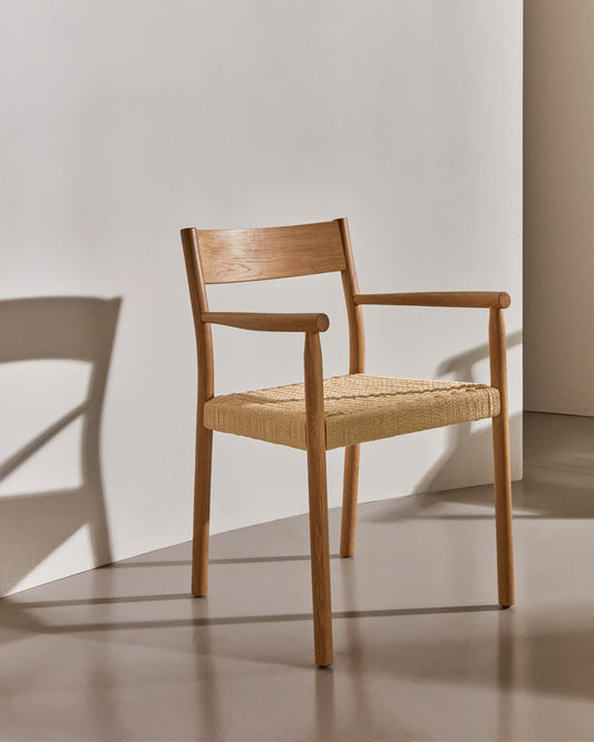 Yalia chair in solid oak  with natural finish and rope seat FSC 100%