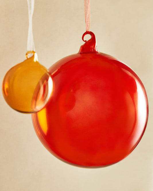 Large Aucan Christmas ball made of red glass