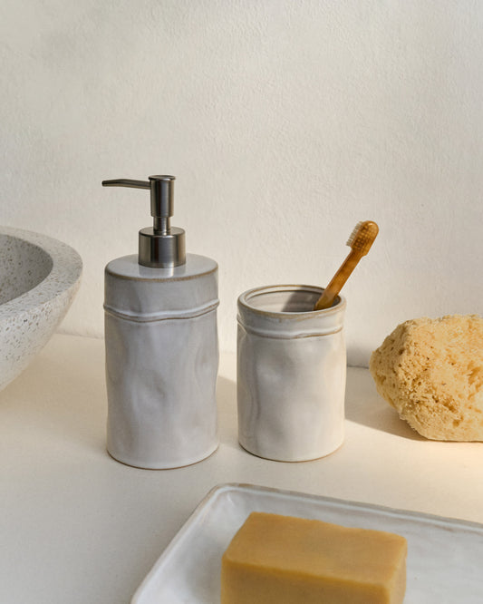 Savel Gray Stoneware Toothbrush Holder