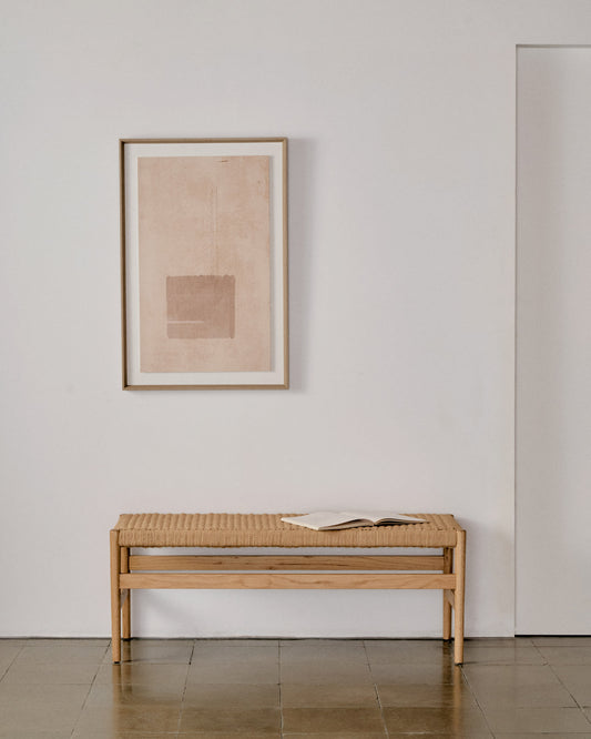 Zaide bench made of solid oak wood in a natural finish and rope cord seat, 120 cm, FSC 100%