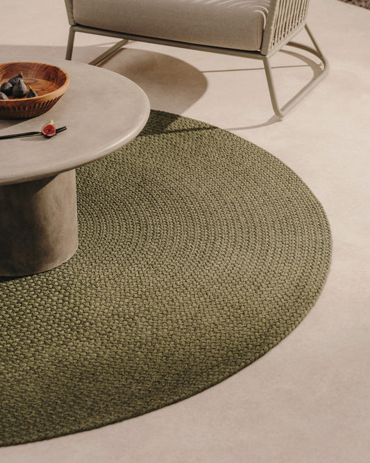 Despas green round rug made from synthetic fibres Ø 200 cm