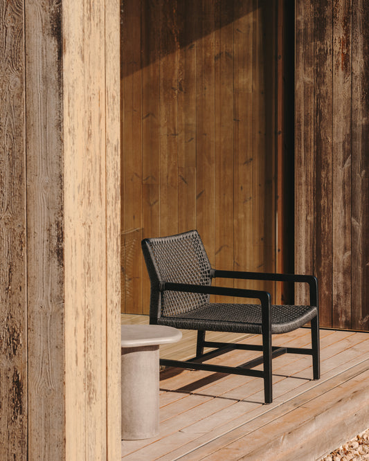 Sabolla armchair made of solid teak wood in a black finish