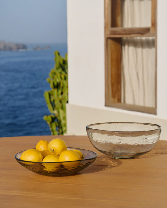 Silitia large bowl made of transparent recycled glass