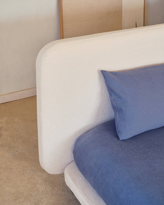 Cover for Odum bed in beige micro bouclé for a 160 x 200 cm mattress