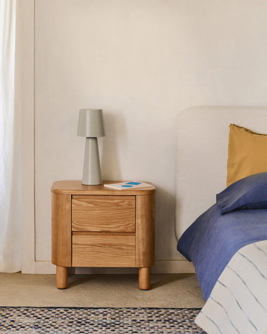 Salaya bedside table in ash plywood FSC Mix Credit, 55 cm x 50 cm