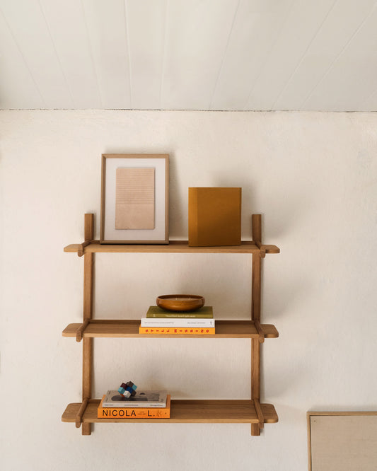 Sitra modular shelf, 3 solid oak wood shelves in a natural finish, 90 cm, FSC Mix Credit