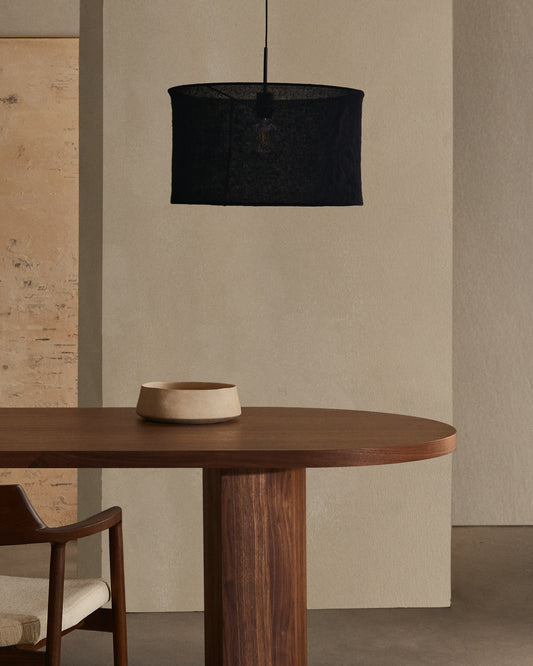 Mariela linen ceiling lamp shade in a black finish Ø 50 x 30 cm