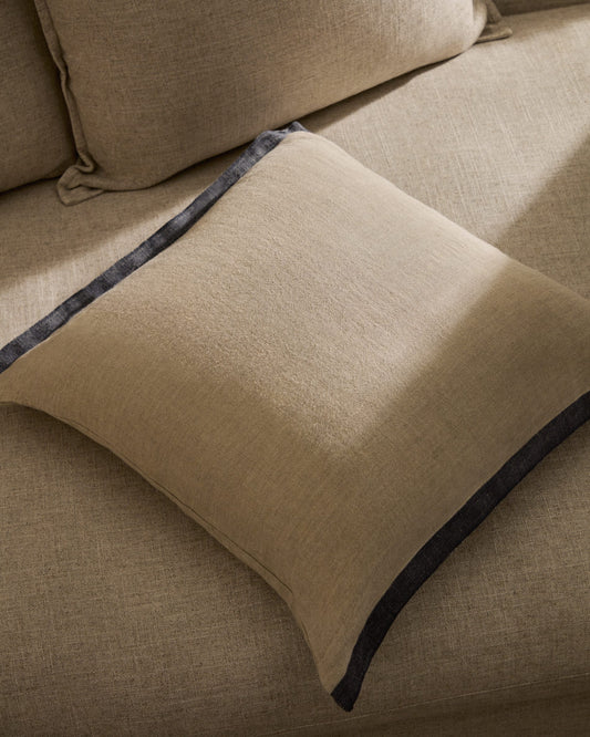 Suerta beige and blue cushion cover, 100% linen, 50 x 50 cm