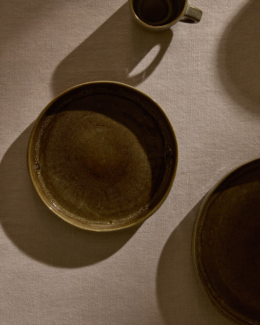 Serni brown, ceramic dessert plate