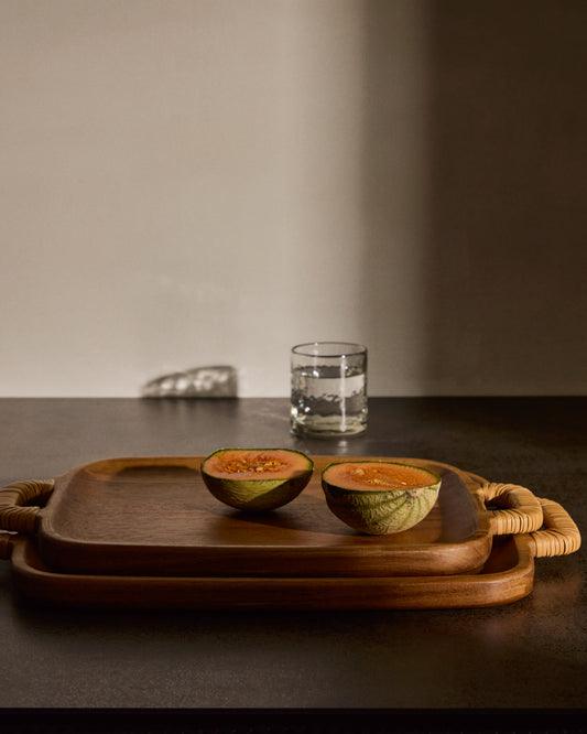 Sardis large serving board made from FSC 100% acacia wood and rattan