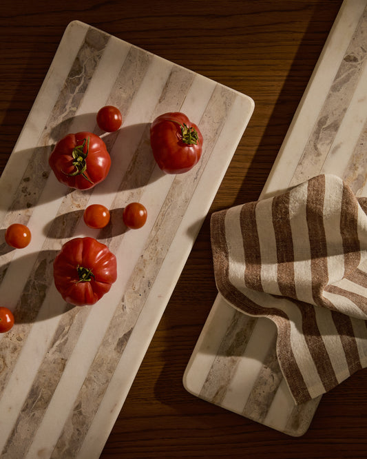 Sylara small serving board in grey and white marble