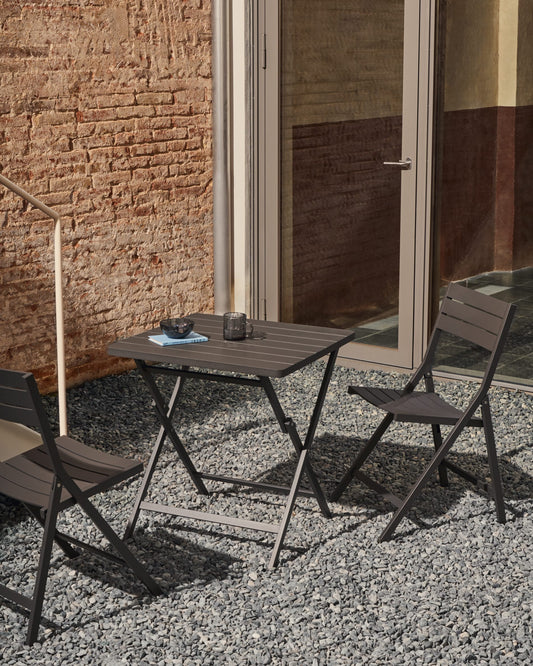 Folding outdoor table Torreta made of aluminum with dark grey finish 70 x 70 cm