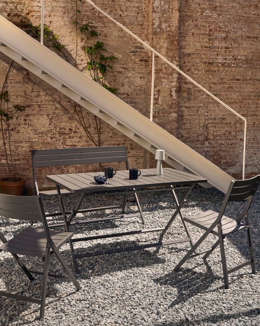 Torreta folding outdoor table made of aluminum with dark grey finish 140 x 70 cm