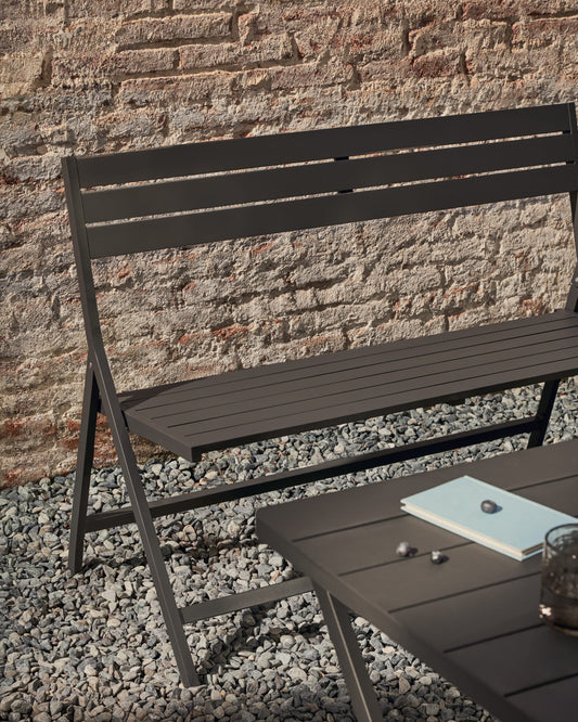 Folding outdoor Bench torreta made of aluminum with dark grey finish