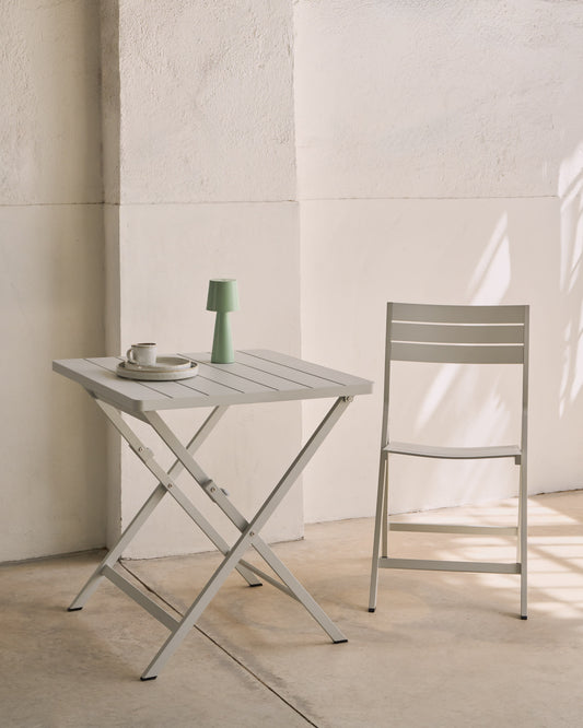 Folding Outdoor Table Torreta made of Aluminum with White Finish 70 x 70 cm