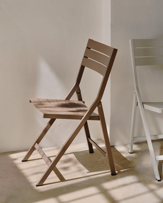 Folding Outdoor Chair Torreta made of Aluminum with matt brown finish