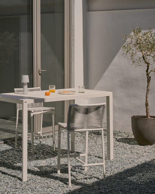 Culip aluminium outdoor bar table in powder coated white finish, 150 x 77 cm