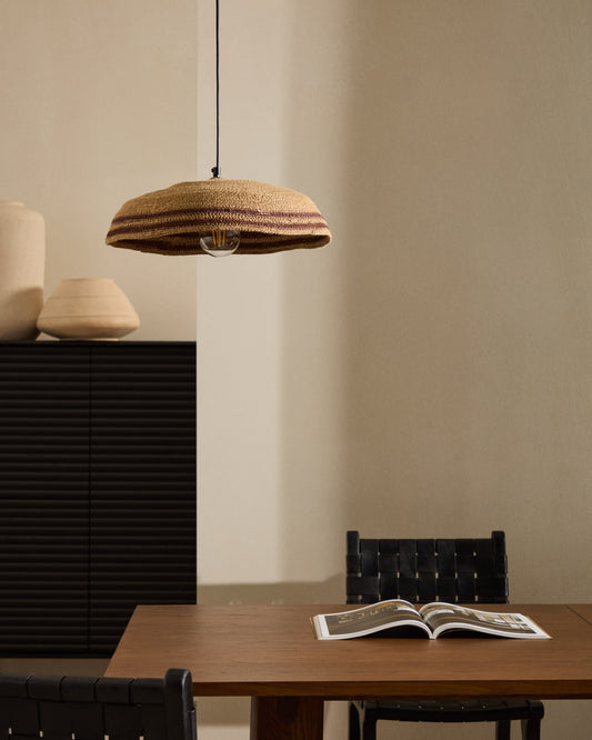 Vinyola ceiling lamp made of natural fibres with a natural and black finish Ø 44 cm