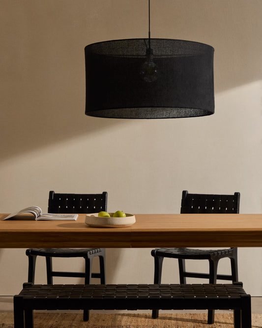 Mariela linen ceiling lamp shade in a black finish Ø 80 x 40 cm