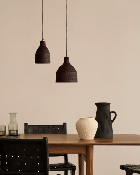 Amire elongated wooden ceiling lamp in a black finish, Ø 15 cm