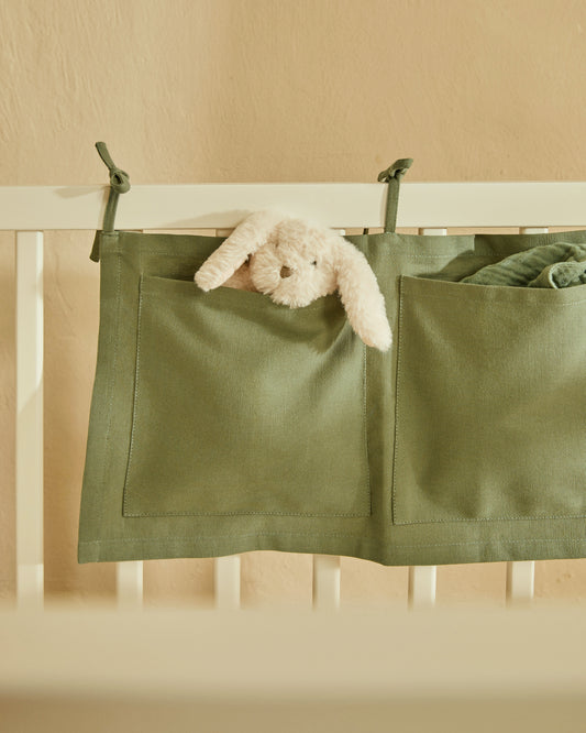 Green, 100% cotton organiser for the Laily cot, 25 x 45 cm