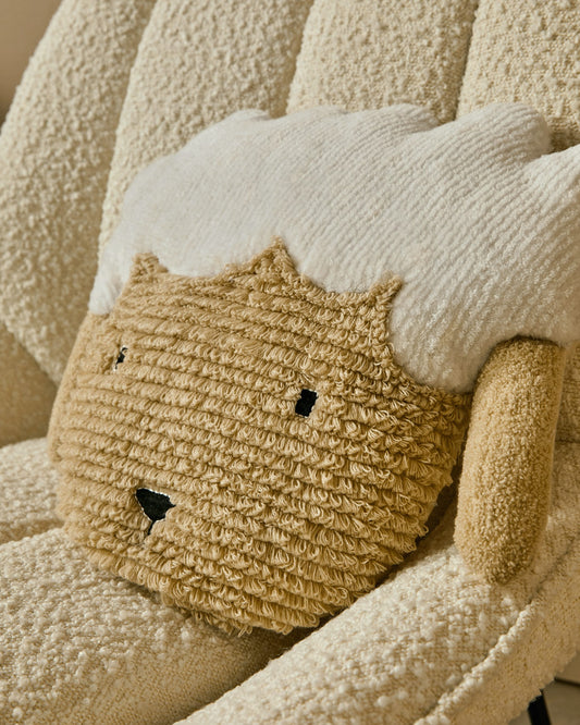 Milu beige, sheep-shaped, cotton cushion, 40 cm