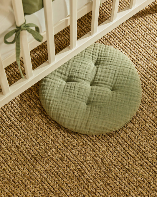 Laily green cushion made of 100% organic cotton, Ø30 cm