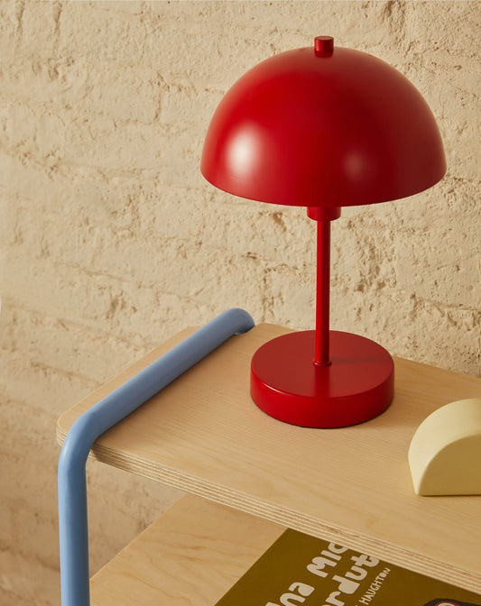 Oronja metal table lamp in a red painted finish.