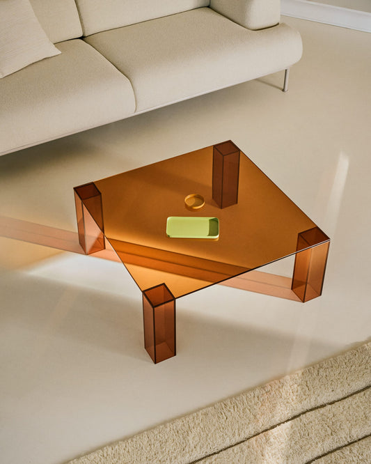 Adularia brown, tempered-glass side table, 85 x 85 cm