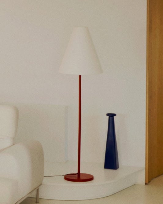 Navat floor lamp with a metal base in a terracotta painted finish