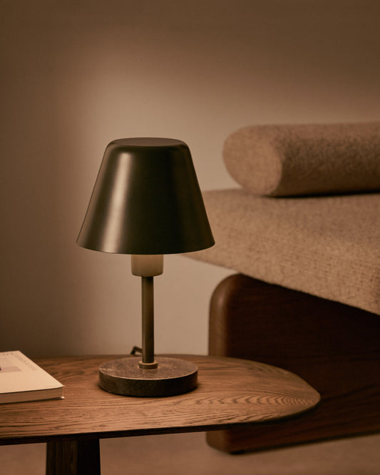 Calina table lamp in green metal and black marble