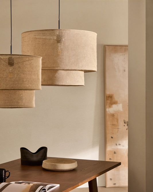 Mariela linen ceiling lamp shade in a beige finish Ø 60 x 40 cm