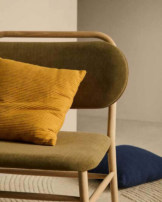 Minec mustard-coloured, 100% linen cushion cover, 45 x 45 cm