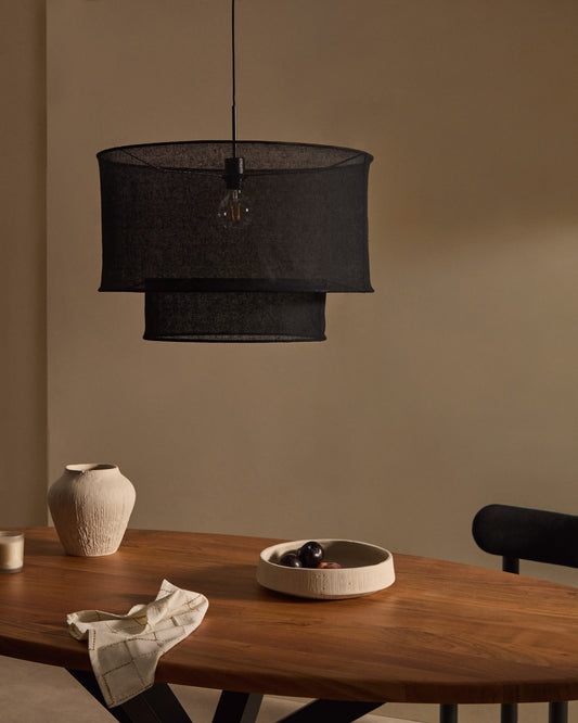 Mariela linen ceiling lamp shade in a black finish Ø 60 x 40 cm