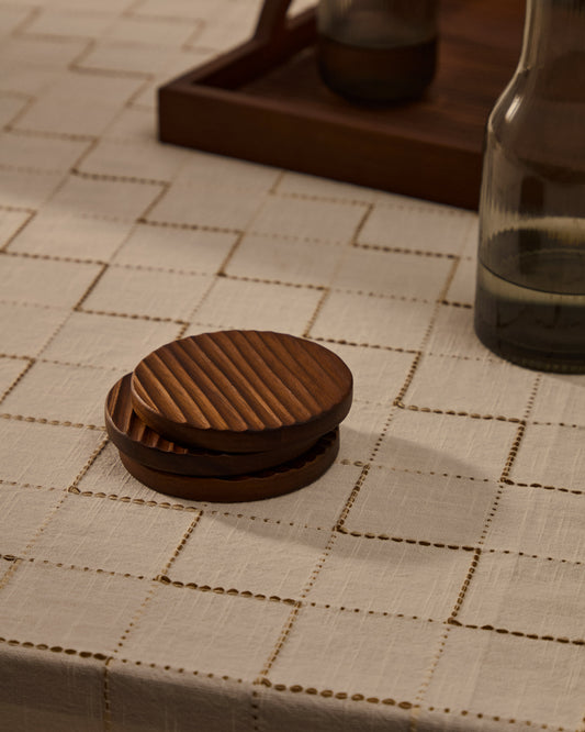 Rommu set of 4 coasters made of acacia wood FSC 100%