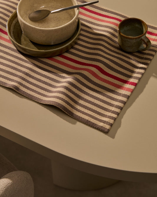 Odisa set of 2 cotton table mats with multi-colour stripes