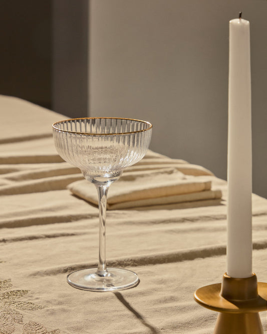 Ayan transparent champagne glass, with a gold feature, 28 cl