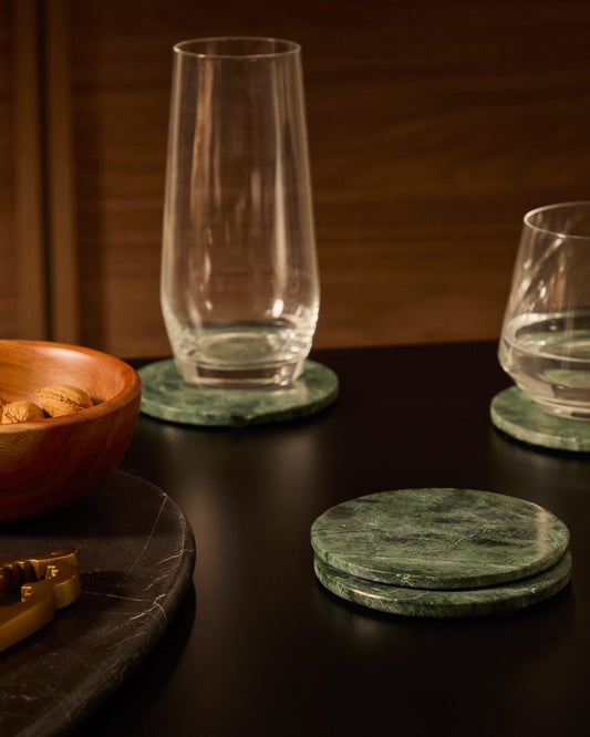 Tresa set of 4 green marble coasters