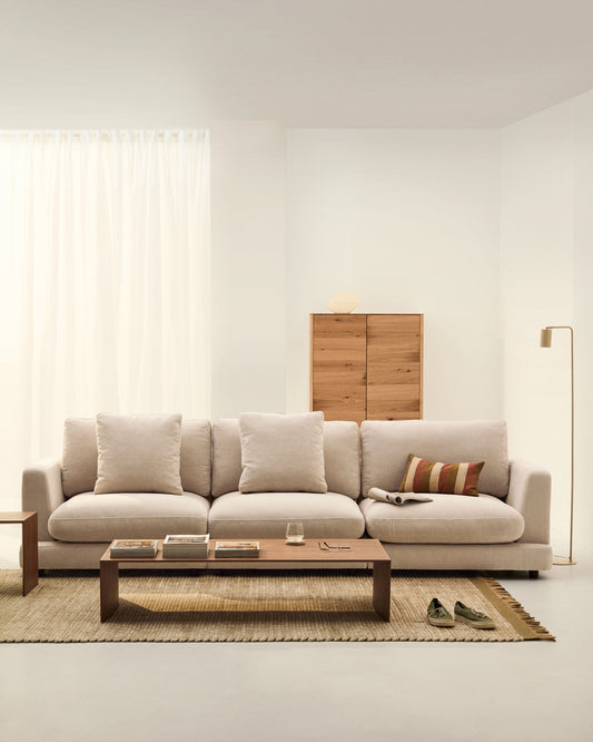 Gala 4-seater beige chenille sofa FSC Mix Credit 300cm