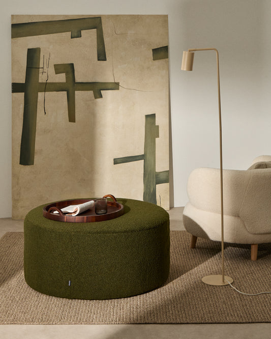 Kaeli footrest cover in green bouclé Ø 90 cm