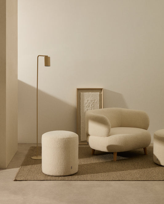 Kaeli footrest cover in ecru bouclé Ø 43 cm