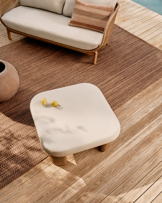 Labra coffee table in cement and acacia wood 80 x 80cm