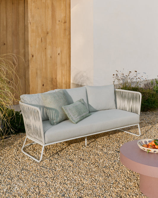 Saconca outdoor 3-seater sofa in rope cord and grey galvanised steel 189cm