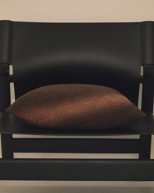 Junie cushion cover in brown cotton jacquard 50 x 50 cm