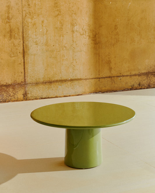 Albanella coffee table in cement with glossy green finish Ø85cm