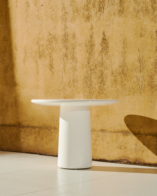 Albanella coffee table in cement with glossy white finish Ø65cm