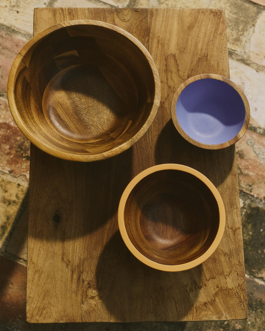 Zairin set of 2 multicoloured FSC 100% acacia wood bowls