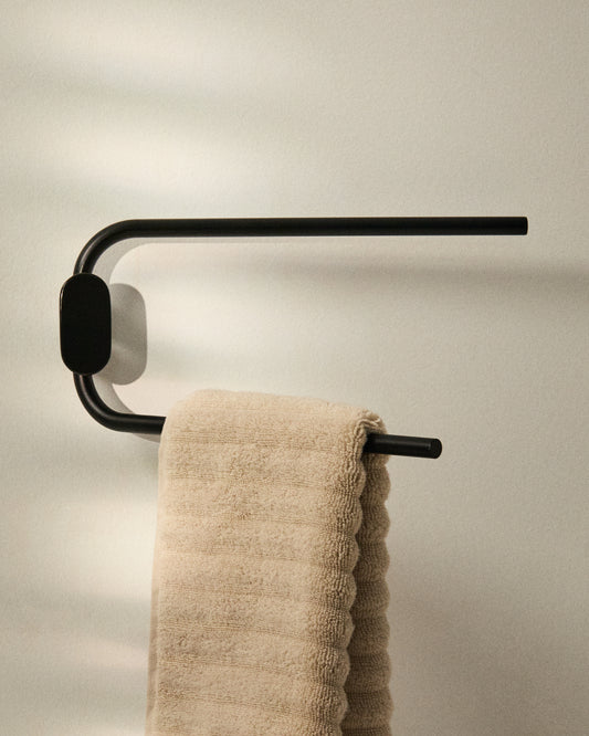 Black metal Arely twin-handle towel rail