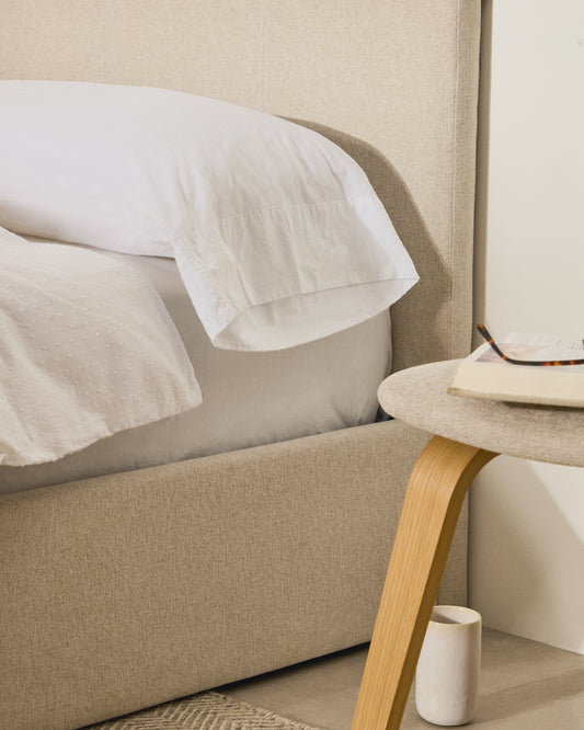 Teia 100% cotton percale fitted bed sheet, 180 thread count, white, for 160 cm bed