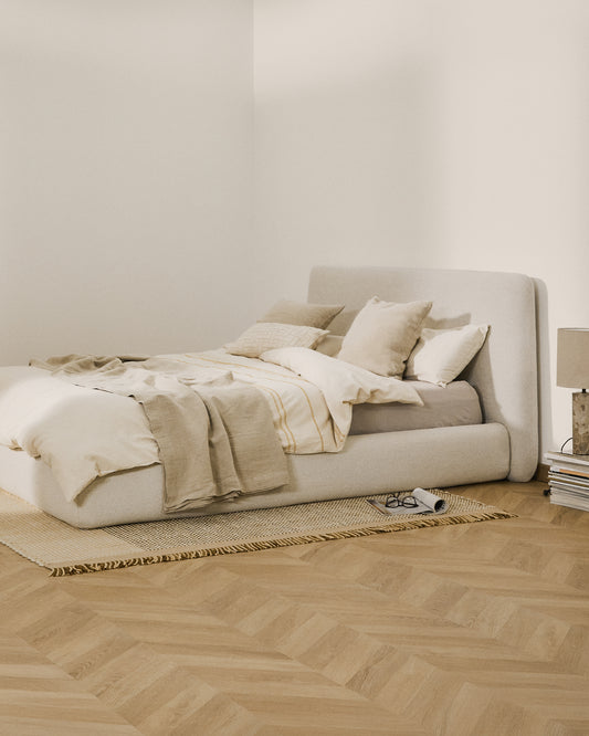 Martina bed cover in ecru chenille for mattress 180 x 200cm